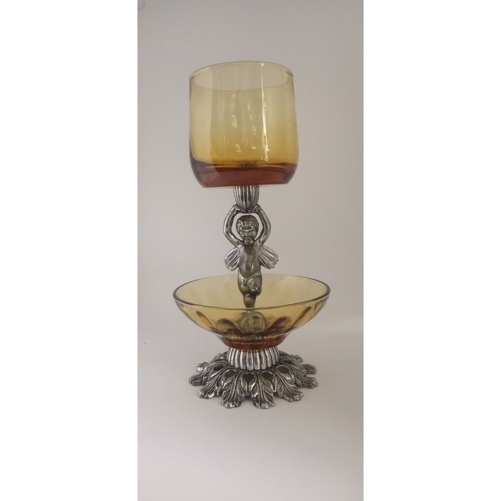 Vintage Angel and Amber two tiered Candle holder and candy dish